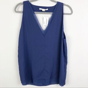 COOPER & ELLA | Cutout V Tank Top Blouse Blue L